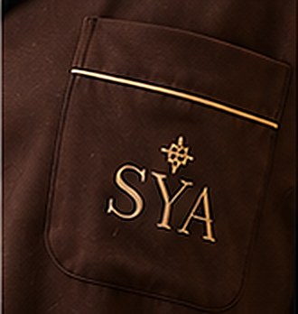 SYA embroidery at the chest pocket.