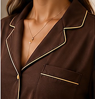 Notch collar with contrast piping.